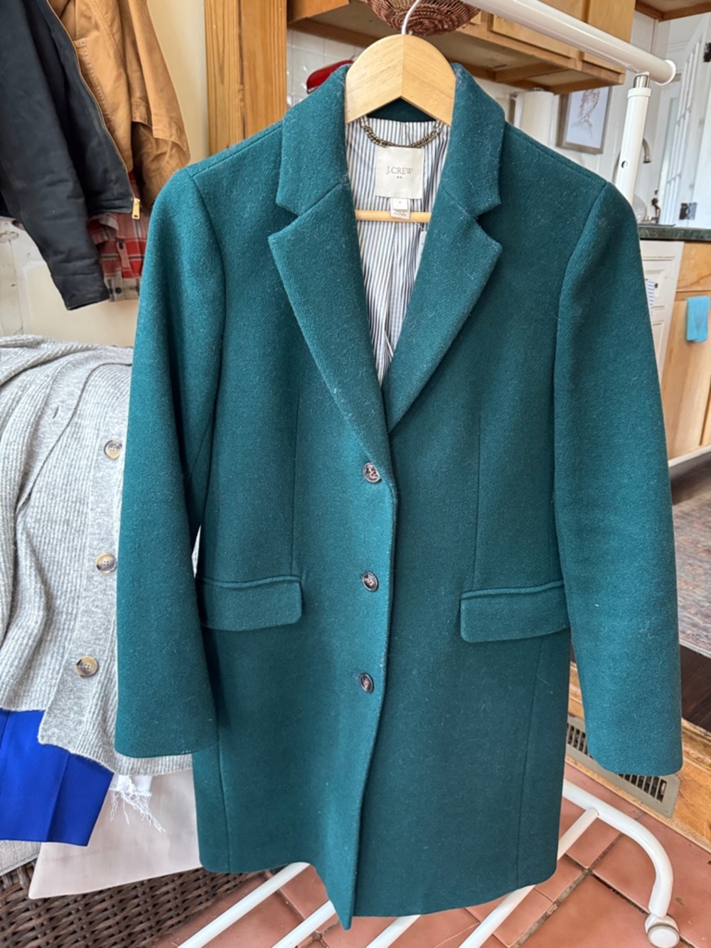 J. Crew Teal Wool-Blend Pea Coat